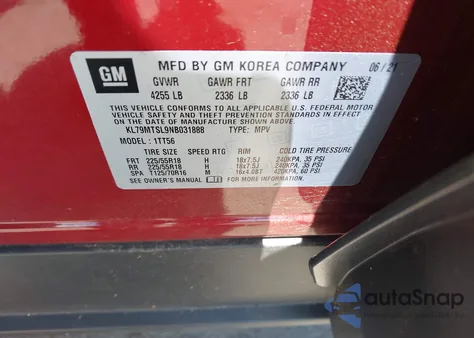 2022 Chevrolet Trailblazer Fwd Rs из США, поврежденный, VIN KL79MTSL9NB031888